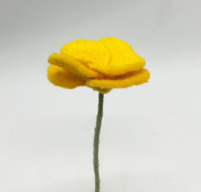 Handcrafted Yellow Wool Felt Rose - Everlasting Floral Decor